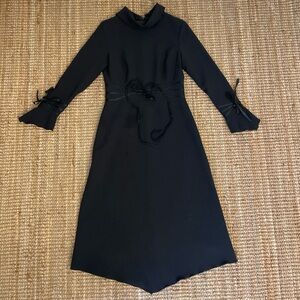 Retro Black Turtleneck Bell Sleeve Dress